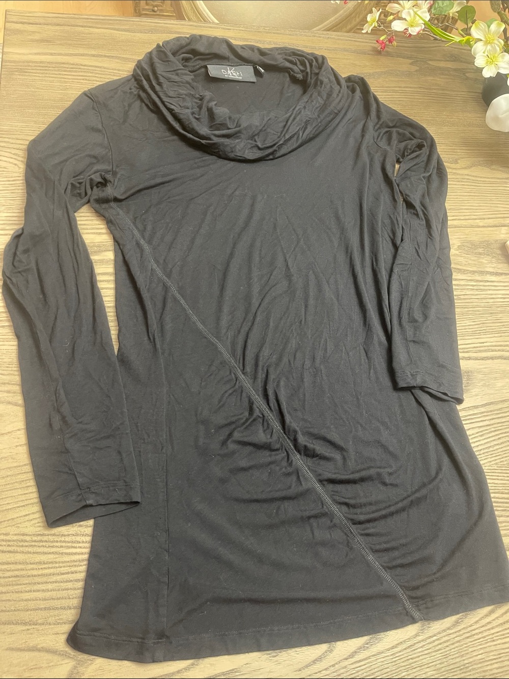 Black Cowl Neck Long Sleeve Tunic